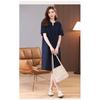 Women Summer Linen Cotton Dress V Neck Half Button Short Sleeve Midi Dress Loose Plus Size Elegant Mother Dress Casual Pocket Dresses