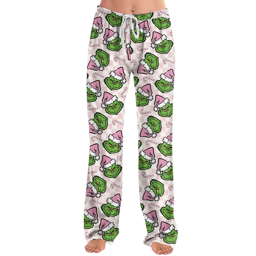 Damen Pyjamahose Nachtwäsche Lässige Hose mit Kordelzug und elastischer Taille Bequeme gerade lockere Yogahose