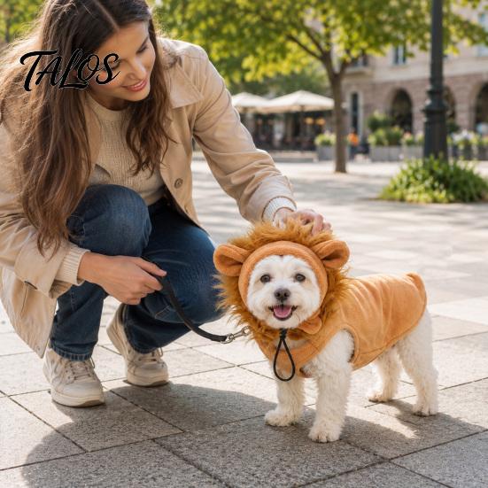 Soft Polyester Dog Pullover Lion Mane Costume, Costume Fleece Sweater Set, Adjustable Chin Small Cord, 3D Ears Hood, Halloween Cosplay for Pug Pitbull