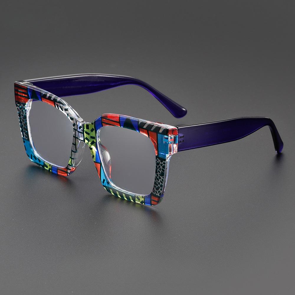 Fashion Colorful Stripe Oversize Glasses Stylish Square Frame Women's Eyewear Chic Personalized Brand Design