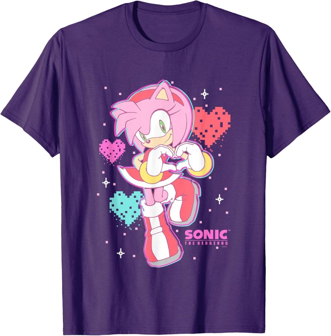 Sonic The Hedgehog Valentine s Day Cute Amy Rose Retro Logo Unisex T-Shirt S разноцветный