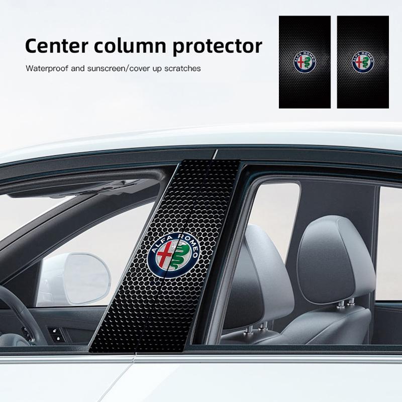 2Pcs Car Center Pillar Stickers BC Column Protective Decals For Alfa Romeo Giulia Stelvio Giulietta 156 159 147 Mito Tonale Brer