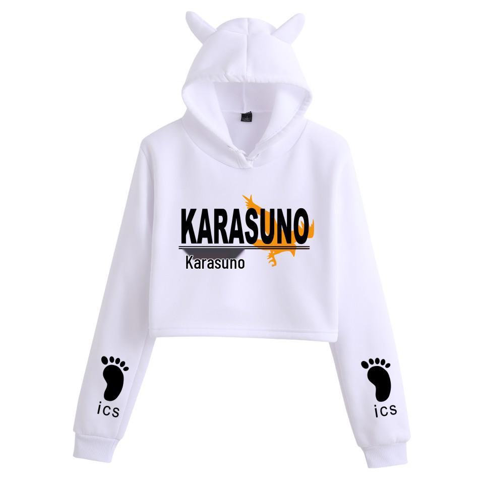 Haikyuu Anime Cat Ears Cropped Hoodie - Women's Autumn/Winter Fashion Sweatshirt