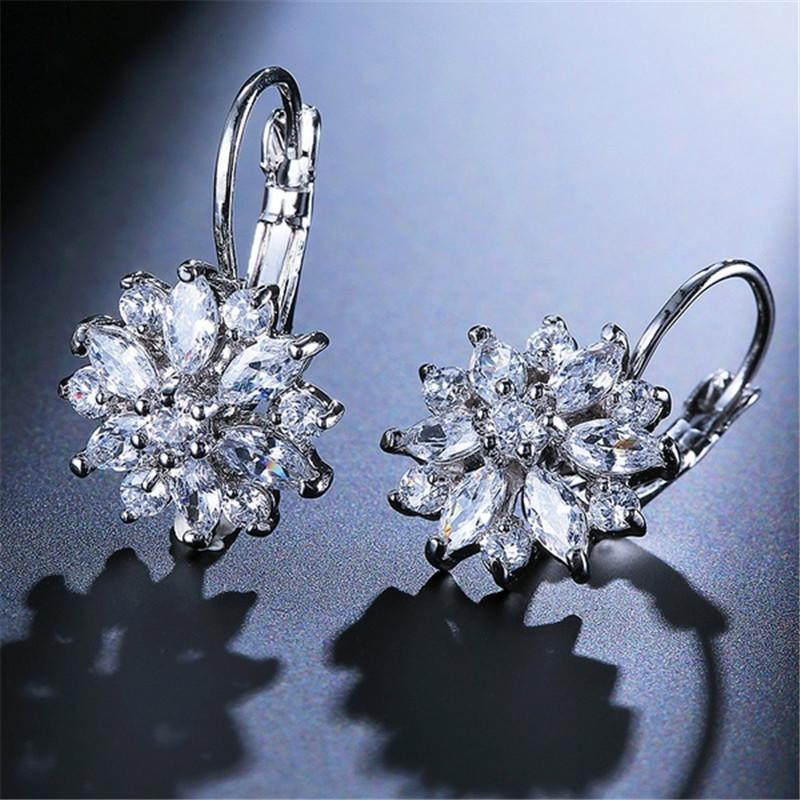 Cross-Border European & American Sunflower Crystal Rhinestone Fashion Ear Clips