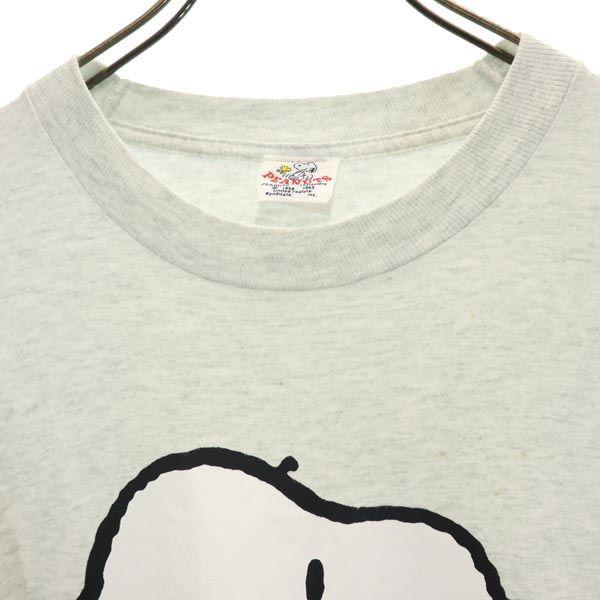 Peanuts 90er Jahre Altes in den USA hergestelltes SNOOPY Kurzarm-T-Shirt Grau Herren Gebraucht