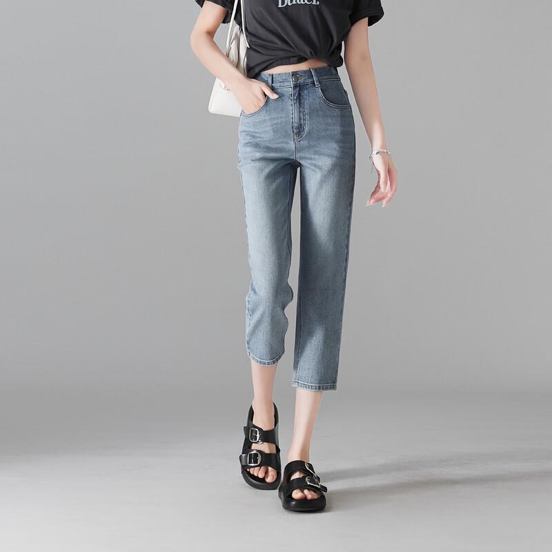 SOFSIL Women s 2026 Summer High-Waisted Slim-Fit Capri Jeans 29/XL
