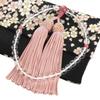 Nenjudo [Made In Japan] Women's Prayer Beads with Genuine Quartz and Red Crystal (Kourenseki) Includes Original Chirimen Prayer Bead Bag (Floral