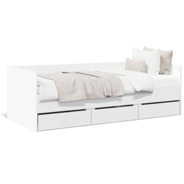 VidaXL Day Bed with Drawers, Sofa Bed with Storage, Guest Bed, Living Room Bedroom Furniture, Modern, White 3280825