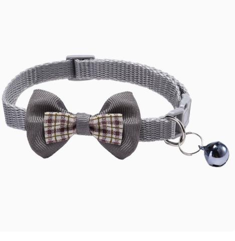 Plaid Tie Collar with Bell for Small