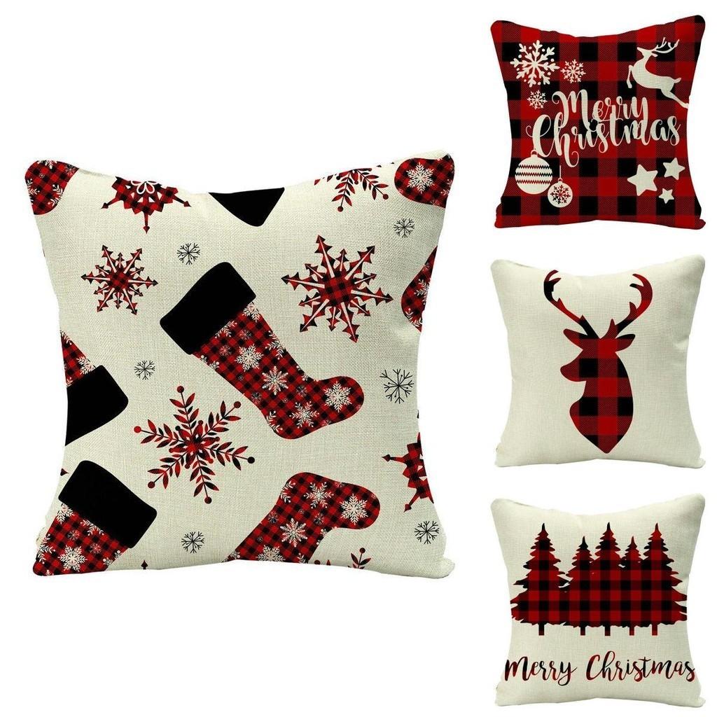 Festive Christmas Cushion Cover Featuring Adorable Reindeer And Snowflakes Design