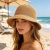 Casual Solid Color Bucket Hat Korean Style Foldable Visor Hat Breathable Knitted Sun Protection Hat For Women