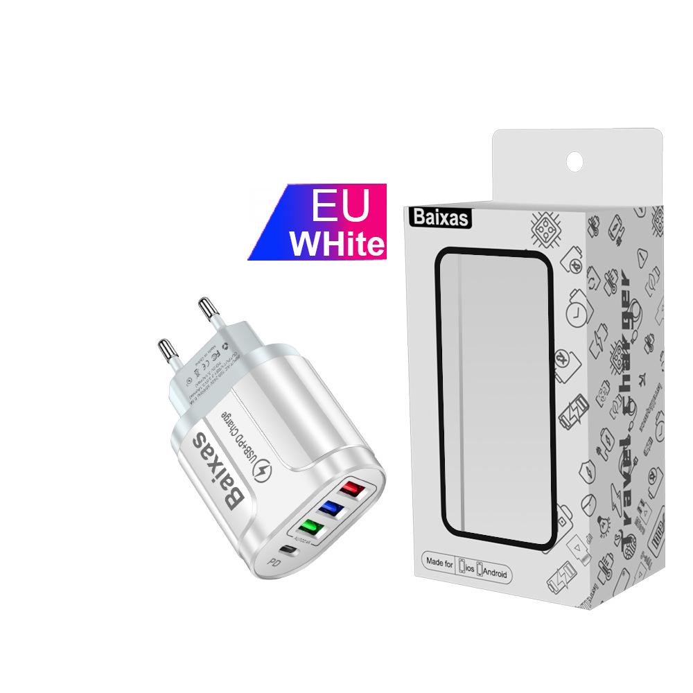 Multi-port Home & Travel Charger EU/UK 3 USB + Type-C 5V/2.4A