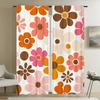 2 Panels Bohemian Yellow Floral Print Curta - Polyester Fabric, Machine Washable, Suitable For Living Room, Bedroom, Office