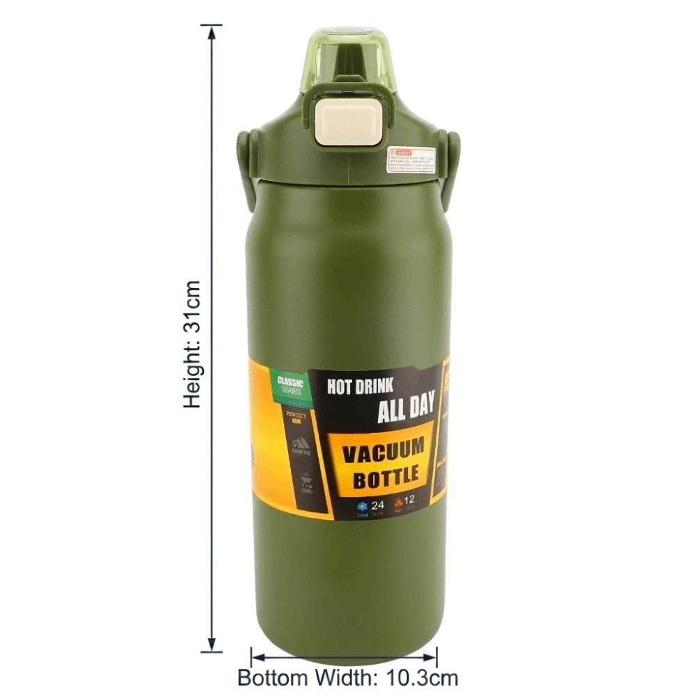 Portable Carry Handle PInsulated Cup Rustless Steel Vacuum Tumbler Thermal Mug Daily Hydration зелёный