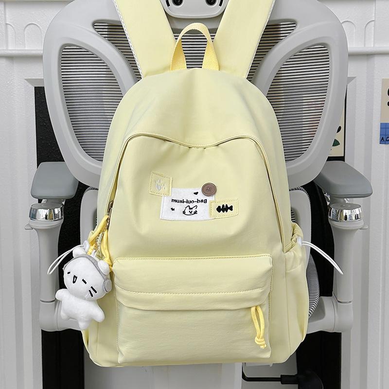 Schoolbag Japanese College Student Female Ins Versatile Cute Simple Schoolbag Solid Color Backpack Large Capacity Lightweight Backpack