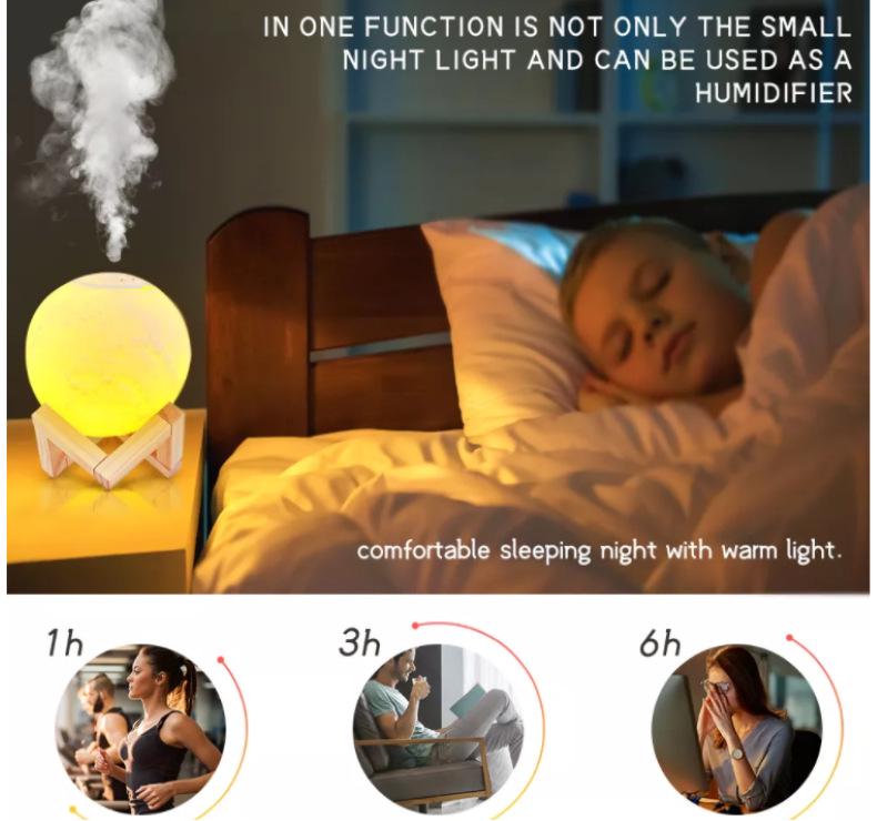 Moon Lamp Humidifier & Aroma Diffuser Night Light - Desktop Hydrating Spray Device for Bedroom
