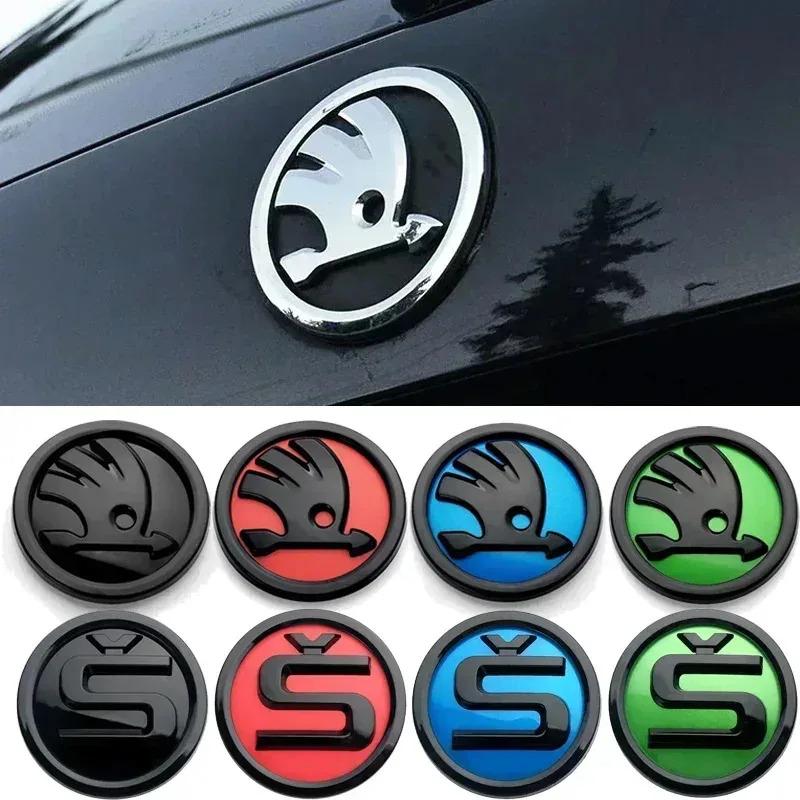 BAUC3 80mm 90mm Auto Front Ersetztes Emblem Heckklappen Aufkleber für Skoda Octavia Rapid Superb KAMIQ Fabia VRS Auto Emblem Zubehör
