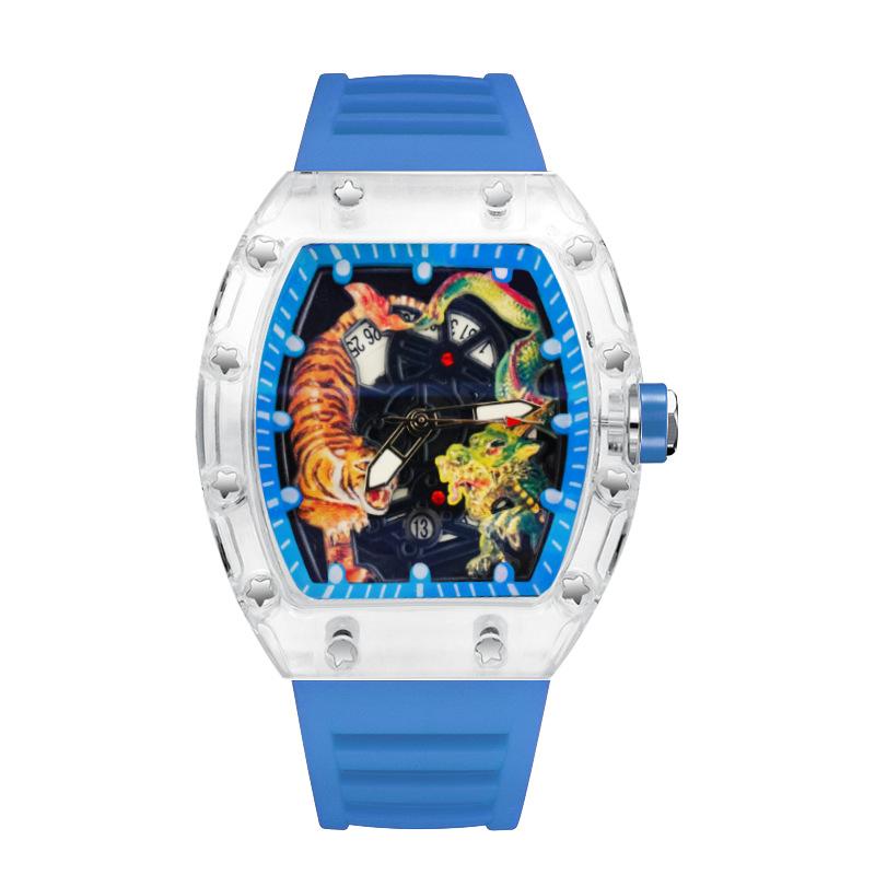 High Value Leisure Sports Automatic Quartz Luminous Waterproof Men'S Watch Wine Barrel Type Dragon Tiger