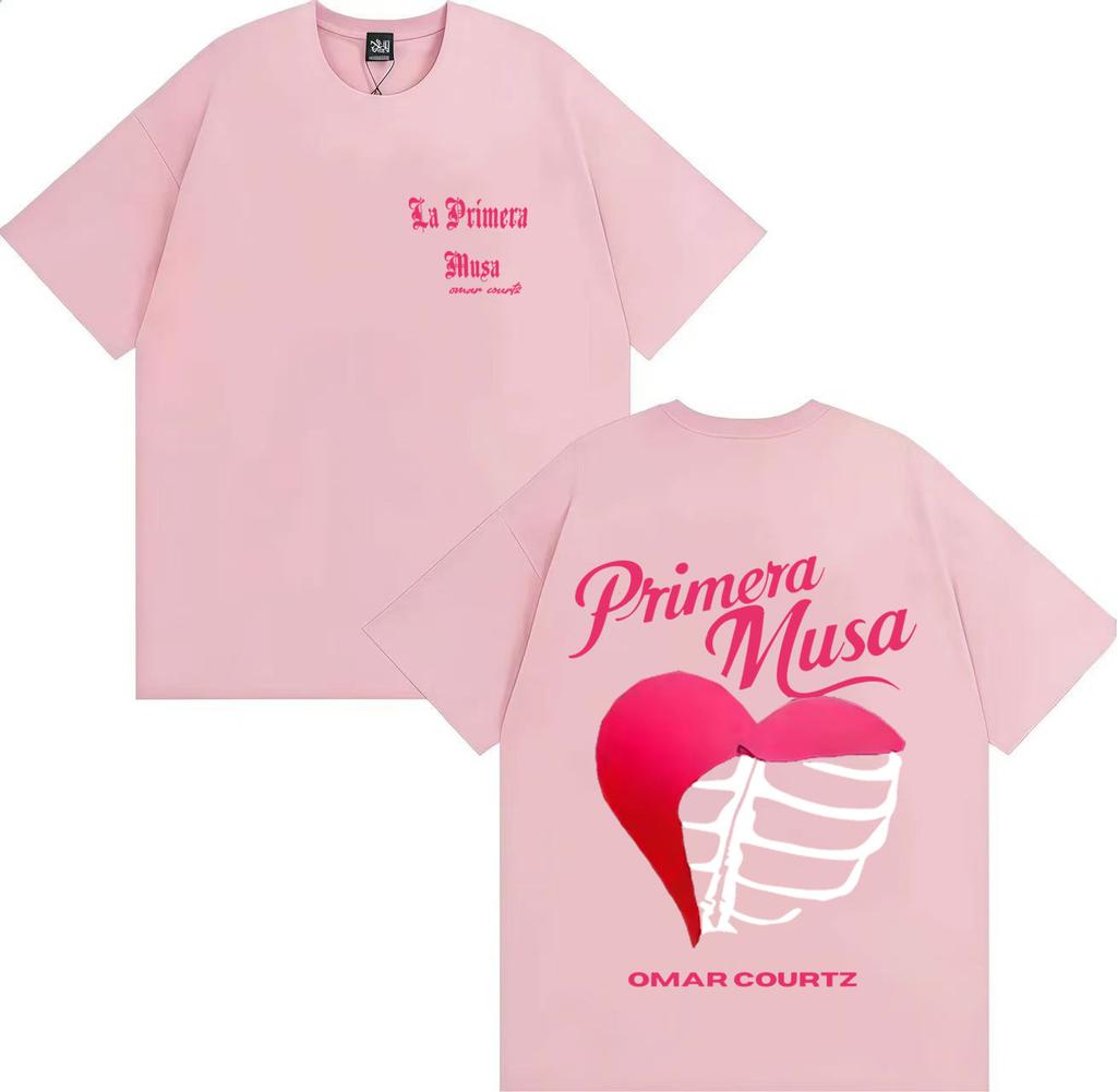 Singer Omar Courtz Primera Musa 2025 Heart Humor T Shirt Men Tops Gothic Short Sleeve T Shirt Summer Oversized Tshirt Streetwear