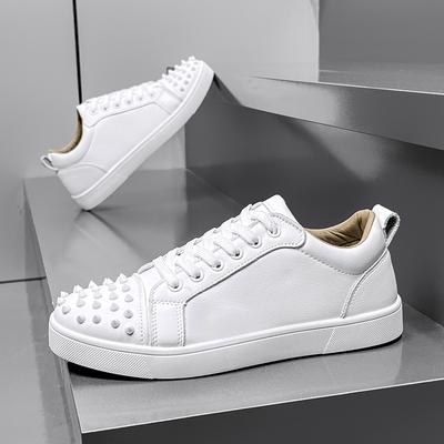 Módne nitované topánky Pánske Street Biele Nízkoprofilové Ležérne Tenisky Pánske Trendy Kožené Outdoorové Pánske Skateboardové Topánky tenis masculino
