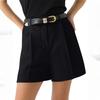 High Waist Wide Leg Shorts for Women Tailored Fit Pleated Front Belt Loops Casual Summer Bottoms with Side Pockets