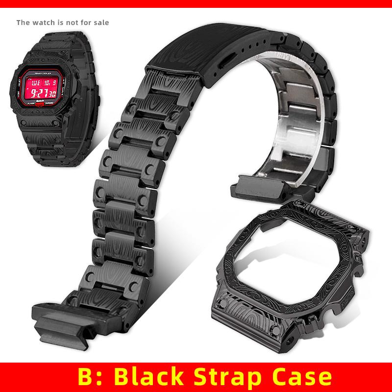 DW5600 Retro Stainless Steel Strap Case Mod Kit For Casio DW-5600E GW-M5610 GWB-5600 Men Vintage Paisley Bezel Band Silver Black