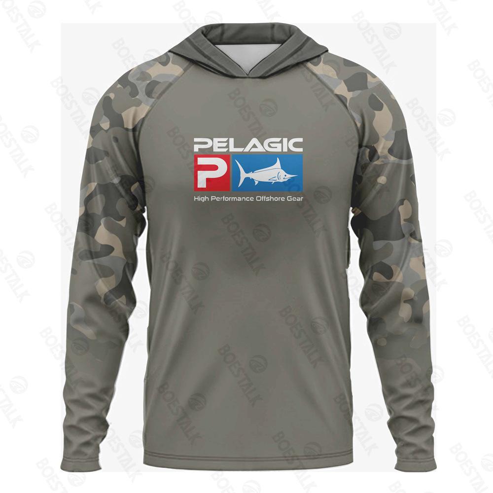 Pelagic men's and women's long-sleeved breathable sunscreen hooded fishing suit sea fishing boat fishing Luya fishing suit customization