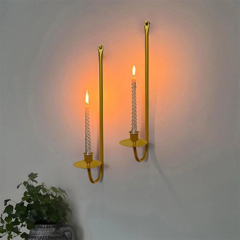 Wall Mount Candlestick Holder Metal Candlelight Dinner Props Candle Stand  Dining Table Decoration