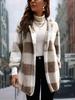 Loose Plaid Color Blocked Knitted Cardigan Fashion Sweater for Women Autumn Versatile Style
