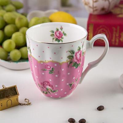 Shangqi Różowa Filiżanka z Kości Porcelanowej Piękna Dynia ze Złotym Brzegiem
