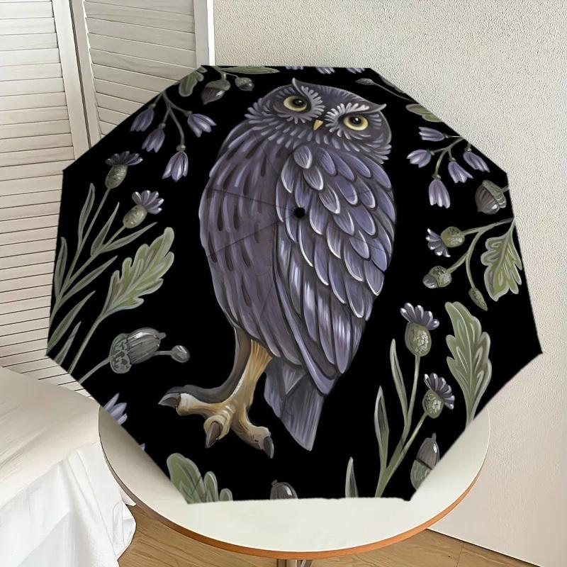 

1pc Owl with Flowers and Acorns Umbrella with Plastic Handle,Suitable for All Seasons Home Travel Outdoor UmbrellaDD677