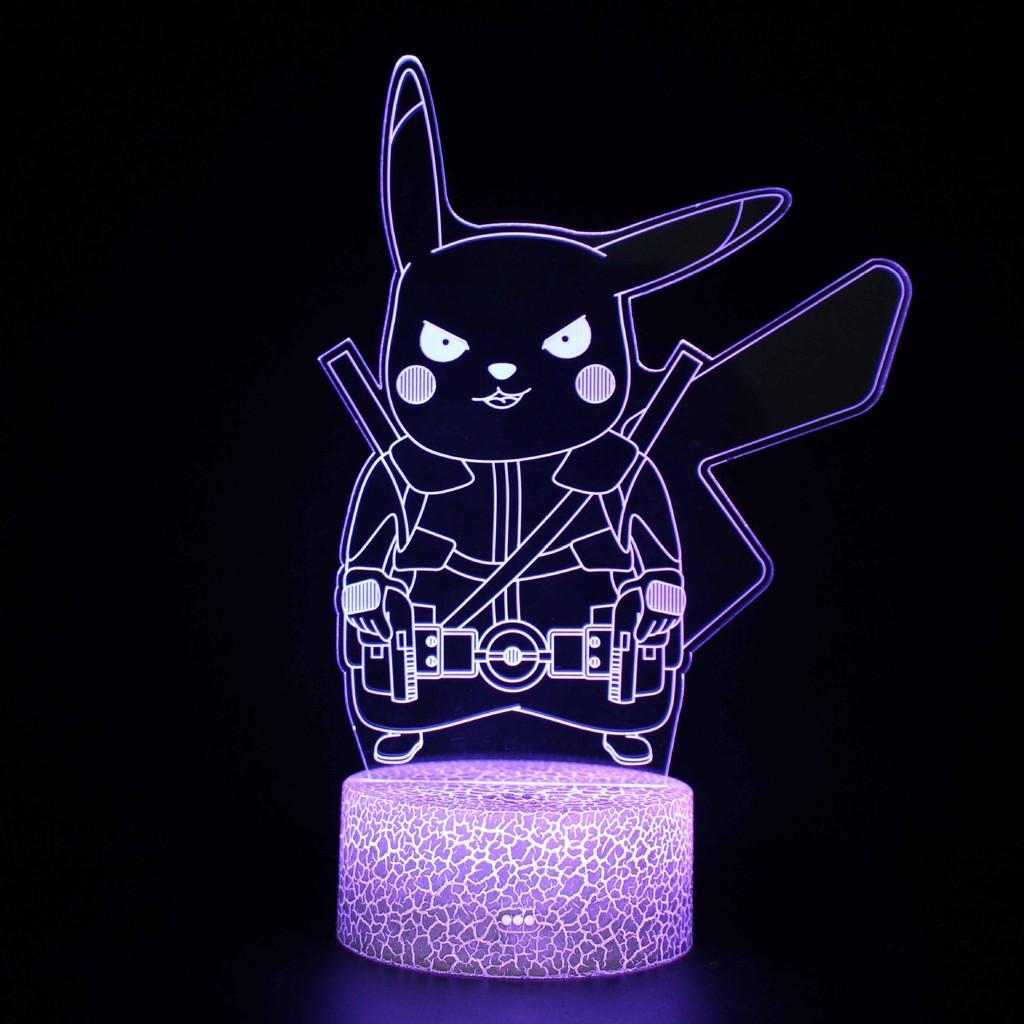 Pikachu Led Night Light 3d Illusion Lamp Bedside Kids Gifts Bedroom