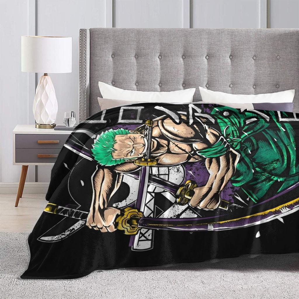 Luffy Roronoa Zoro Blanket Anime Wool Novelty Warm Throw Blankets for Home Restaurant Autumn/Winter,