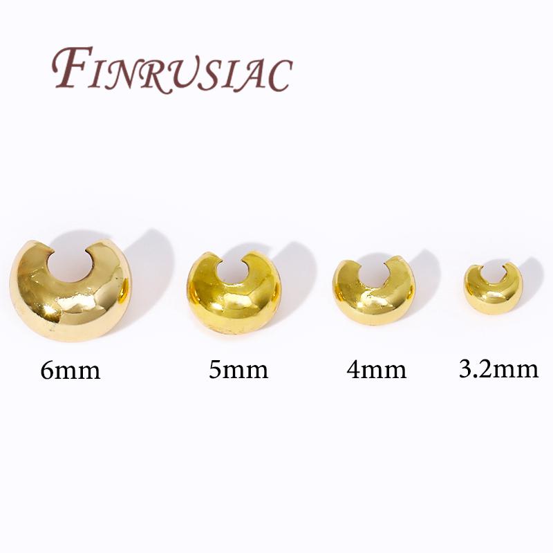 14K Gold Plated Brass Round Covers Crimp End Beads,Stopper Spacer Beads For Bracelets Accessories,DIY Jewelry Making Supplies