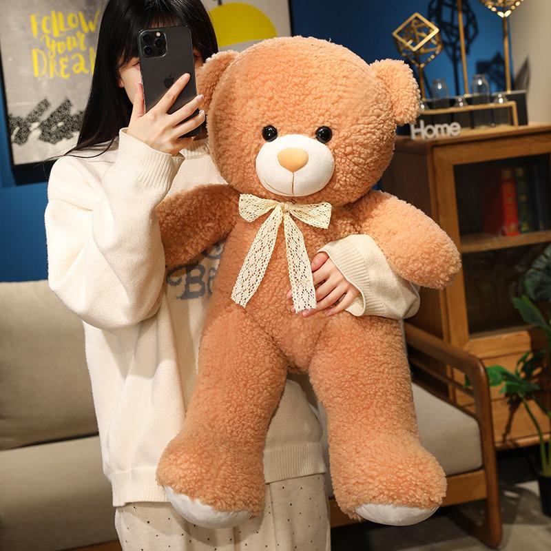 Giant Bear Plush Pillow Soft Bow Tie Stuffed Toy Valentine Gift for Girlfriend Cute Hugging Teddy