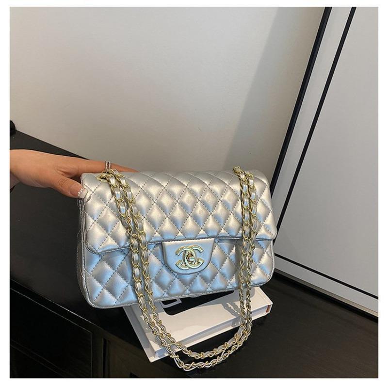 Taška Dámská Nová Taška Přes Rameno Crossbody Taška Prémiová Kůže Kosočtvercová Řetízková Taška Dámská
