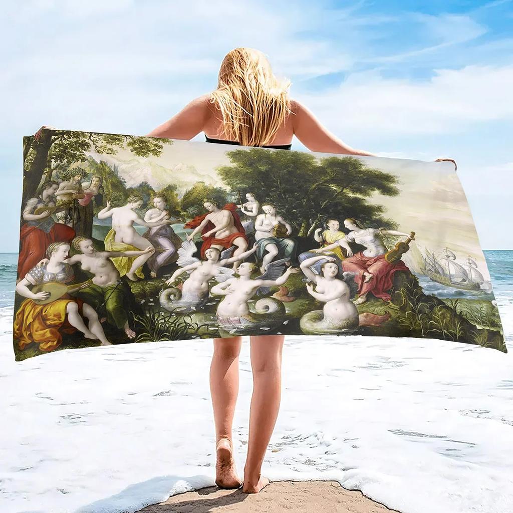 Greek mythology Fluffy Oversized Extra Large Beach Towel Plush Large Pool Towel, Rose Red Striped Quick Dry Swimming Towels