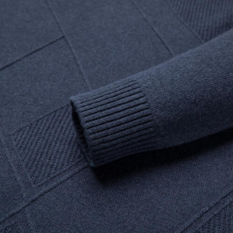 Genser for menn Høst og vinter Ny Slank Varm Ensfarge Uformell fortykket Halvskolekrage Ullstrikket genser