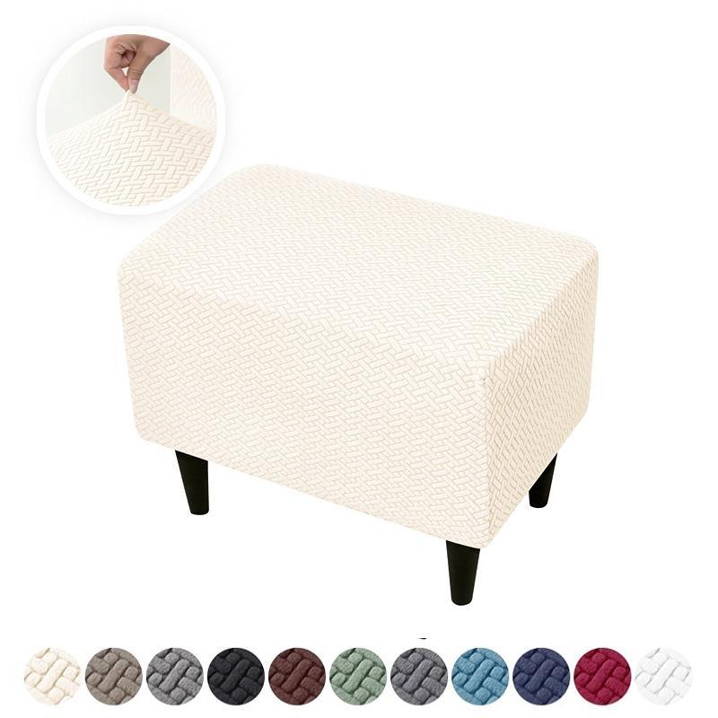 1Pcs Dust-Proof Footrest Protector Case Jacquard Ottoman Slipcovers Elastic All-Inclusive Footstool Pouf Covers For Living Room