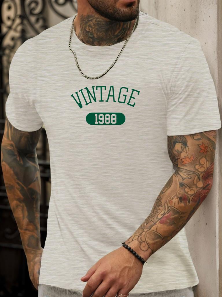 Short Sleeve TShirt VINTAGE 1988 Mens 100 Cotton Pattern Printed Shirt Summer Round Neck Breathable Casual Fashion Cool Tee