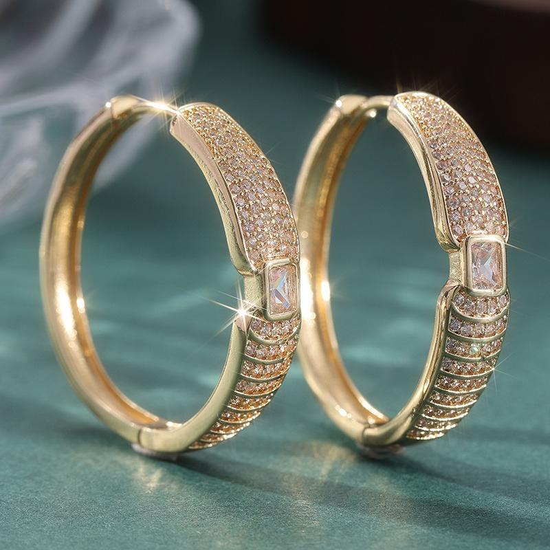 Luxury Hoop Earrings Synthetic Zirconia Elegant Bridal Jewelry for Wedding, Party, Everyday, Party Accessories, Glamorous Design