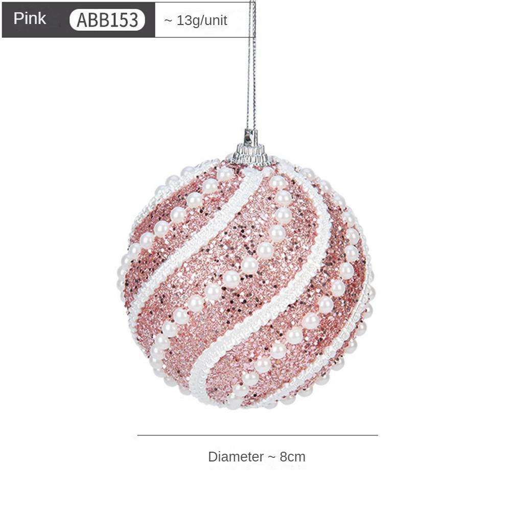 Жемчужные безделушки, рождественский шар, кулон, яркий цвет, покрытый край, рождественский шар со стразами, украшение для рождественской елки, 8 см розовый