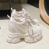 Fashion 12CM New 2025 Autumn Breathable Women Chunky Sneakers Lace-up Wedges Mesh Shoes Thick Soles Trainers High Platform Casual Shoes