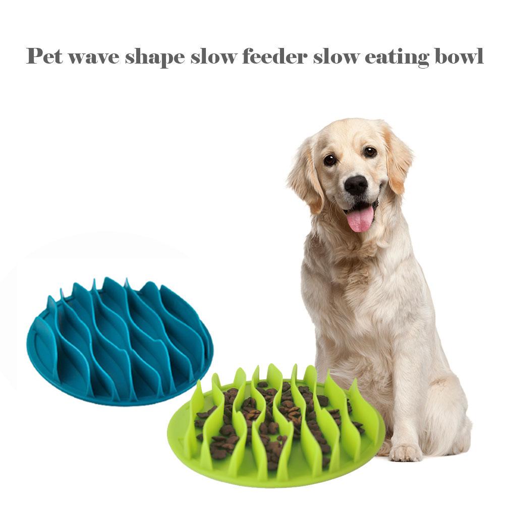 Dog Anti Choking Slow Feeder Eating Bowl Fun Puzzle Wave Lines
