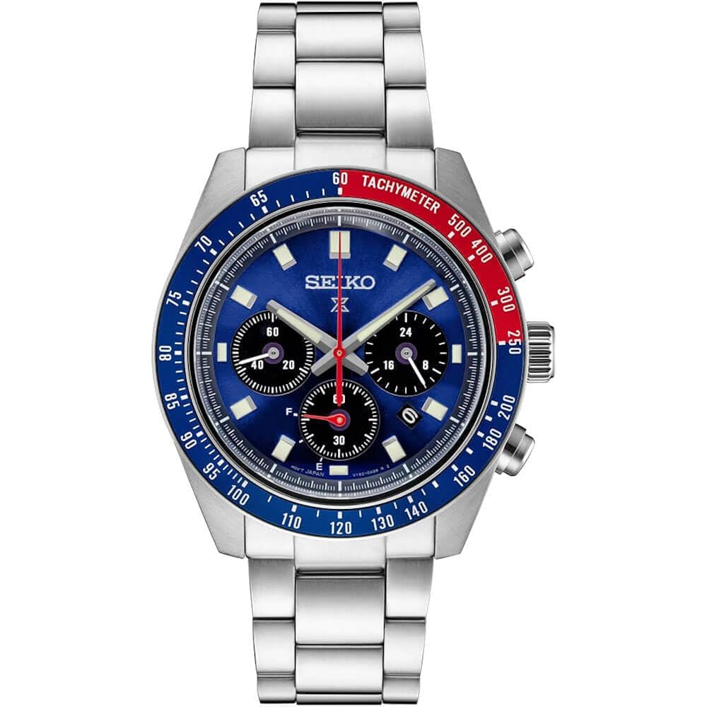 

SEIKO Prospex Speedtimer Solar Chronograph SSC913 Blue dial with sunray finish and red accents