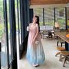 Seaside Vacation Gradual Change Color Smudge Suspender Dress Women 2026 Summer Beautiful Dopamine Super Fairy Beach Dress