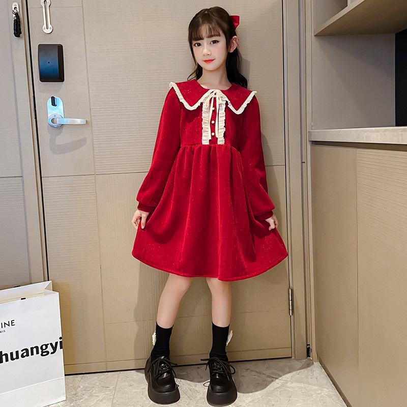 Girls Red Princess Dress for Christmas and New Year Holidays