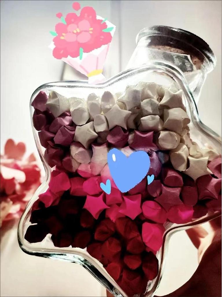 Gradient Color Origami Lucky Star Wishing Bottle - Handmade DIY Birthday Gift for Boyfriend