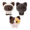 Cute Little Kitten Plush Toy Siamese & Calico Cat Stuffed Animal with Big Eyes Soft PP Cotton Doll Birthday Gift for Cat Lovers