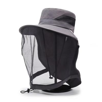 Men'S Mosquito-Repellent Fishing Hat with Face Cover Breathable Mesh Mask for Night Fishing